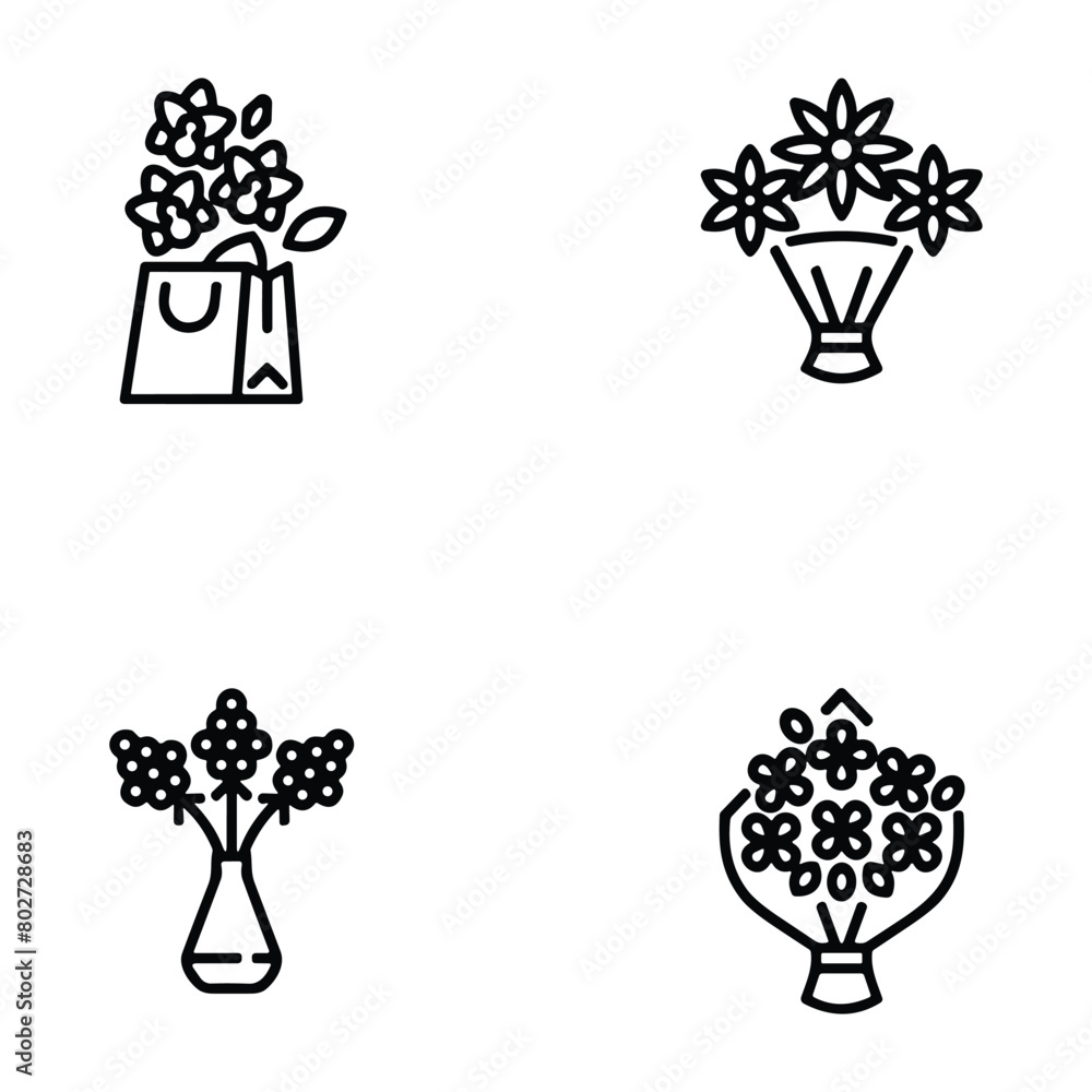 Fototapeta premium Icon set of flower. Editable vector pictograms isolated on a white background.
