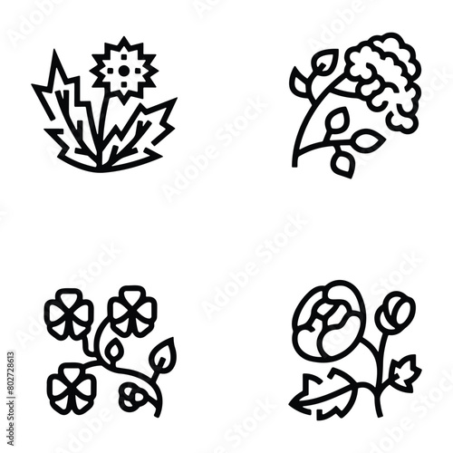 Icon set of flower. Editable vector pictograms isolated on a white background.