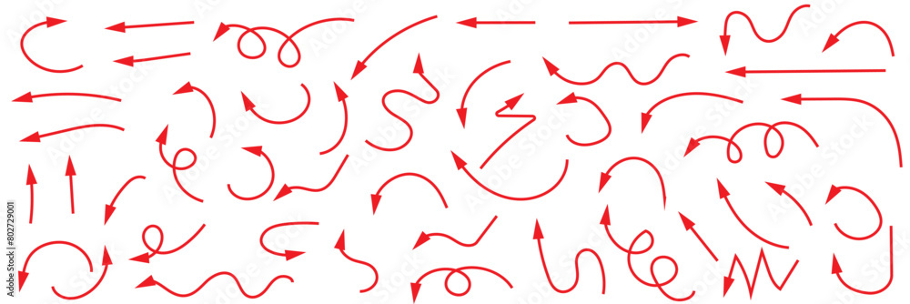 Hand drawn arrows set. Vector doodle icon. Vector illustration. EPS 10/AI Hand drawn arrows set. Vector doodle icon. Vector illustration. EPS 10/AI