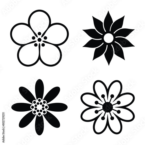 Icon set of flower. Editable vector pictograms isolated on a white background. © Murad