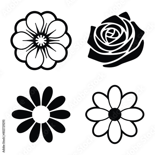 Icon set of flower. Editable vector pictograms isolated on a white background.