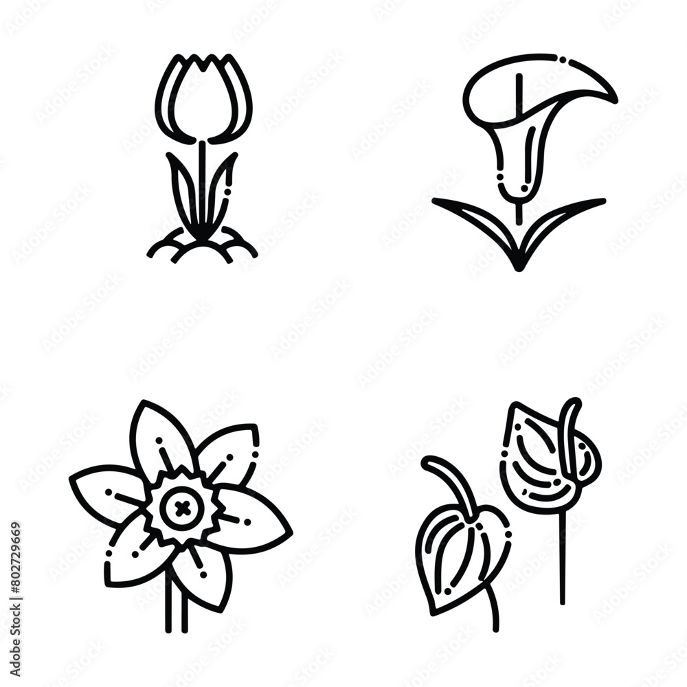 Fototapeta premium Icon set of flower. Editable vector pictograms isolated on a white background.