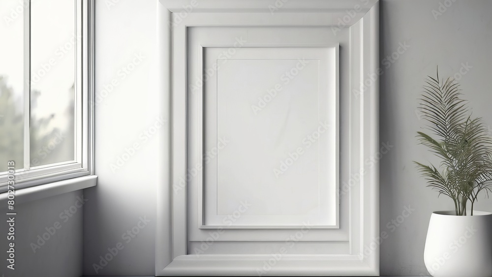 Mockup poster frame close up in interior background , 3d render Mockup poster frame close up in interior background , 3d render