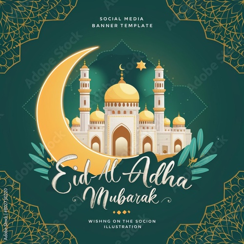 Eid Mubarak Eid ulFitr Eid ulAdha Religious holiday Creative idea and Concept Design photo