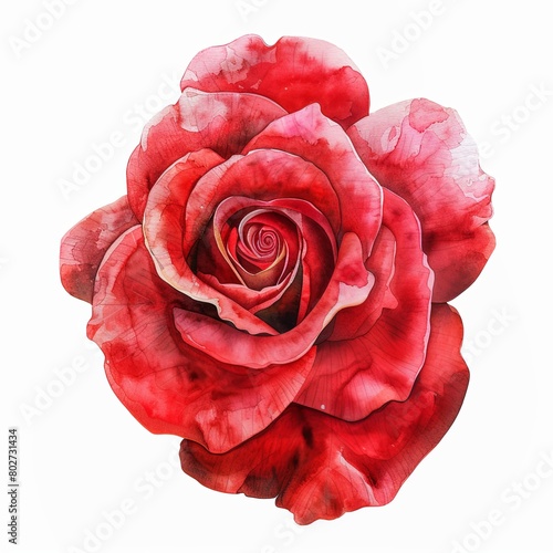 Red rose watercolor isolated on white background