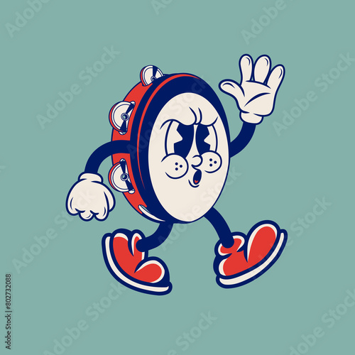 Retro character design from tambourine