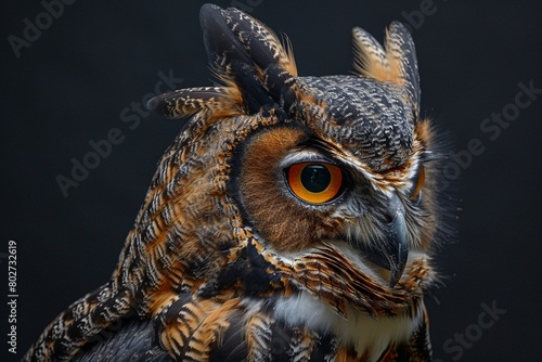 South American Great Horned Owl Bubo virginianus nacurutu  Nocturnal Bird , 8k photo