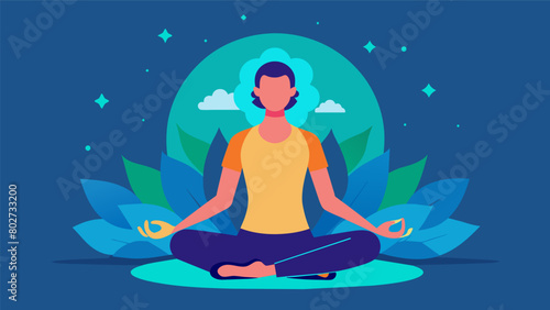 A person doing mindfulness exercises with their body and mind both radiating a calming energy..