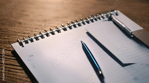 pen and notepad on table before meeting