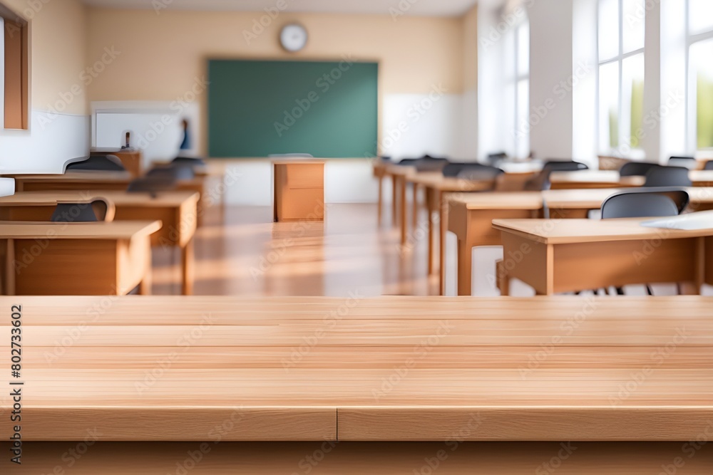 empty wooden desk in classroom empty wooden desk in classroom