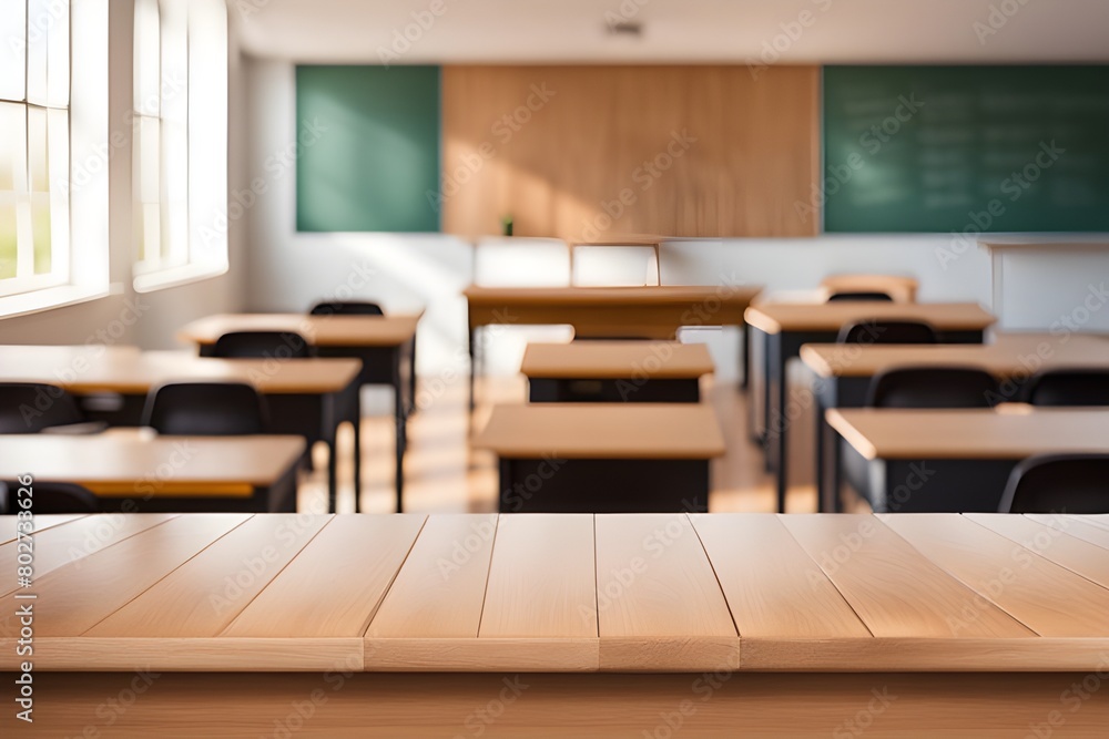 empty wooden desk in classroom empty wooden desk in classroom