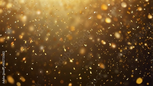 Abstract glittering gold background with shiny glossy sparkles. Gold particles and sequins and light bokeh © AsPor