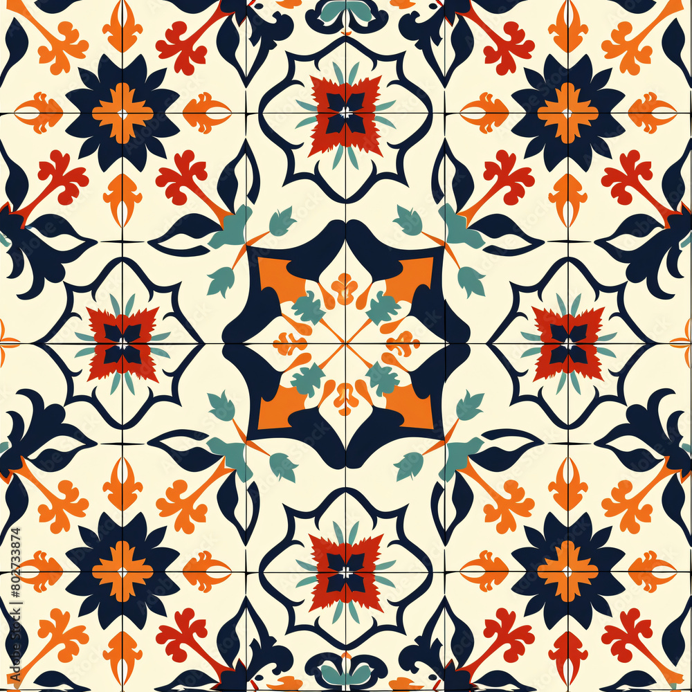 Vibrant geometric floral tile pattern Vibrant geometric floral tile pattern