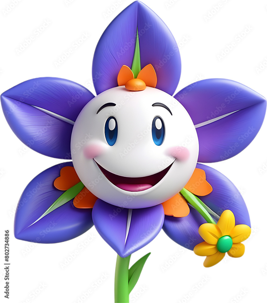 Naklejka premium Cute bellflower with a happy face. 
