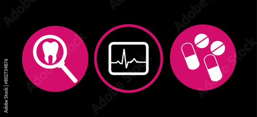 2d illustration healthy tooth with pill