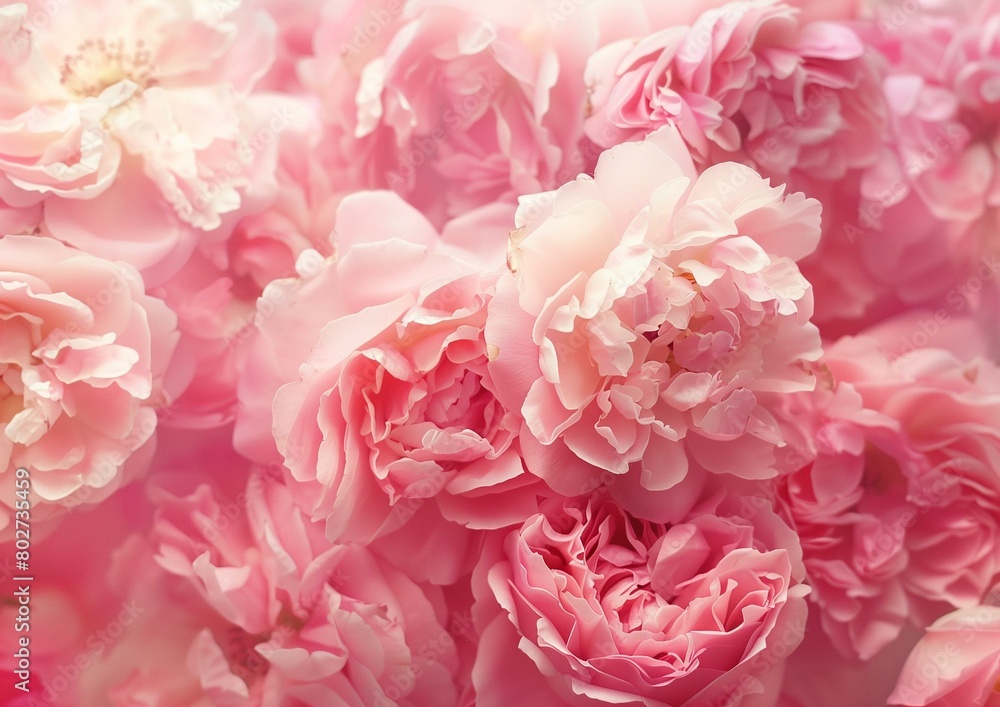 Close-Up of Blooming Pink Peonies Soft Petals Floral Background