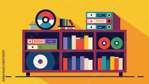 Maximize your limited space with compact storage solutions for your growing vinyl collection. Vector illustration