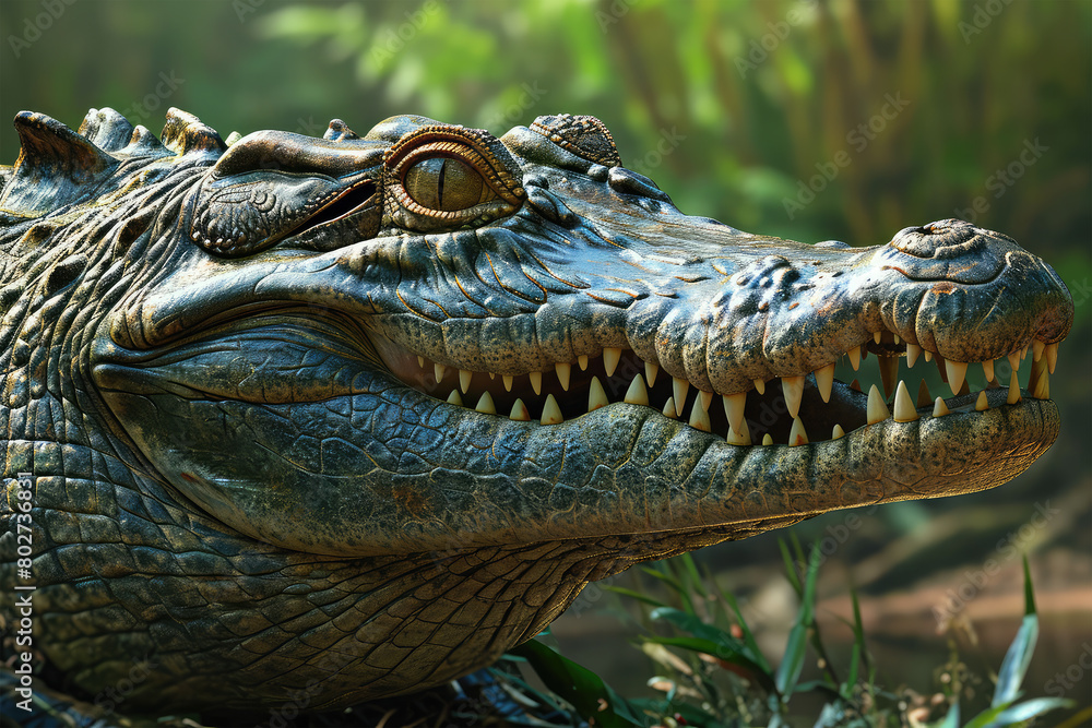 Fototapeta premium crocodile looking on background