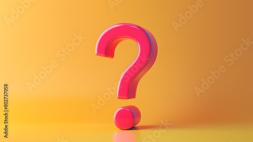 Minimalistic design with a glowing neon pink question mark on a soft pastel yellow background, emphasizing clarity and simplicity