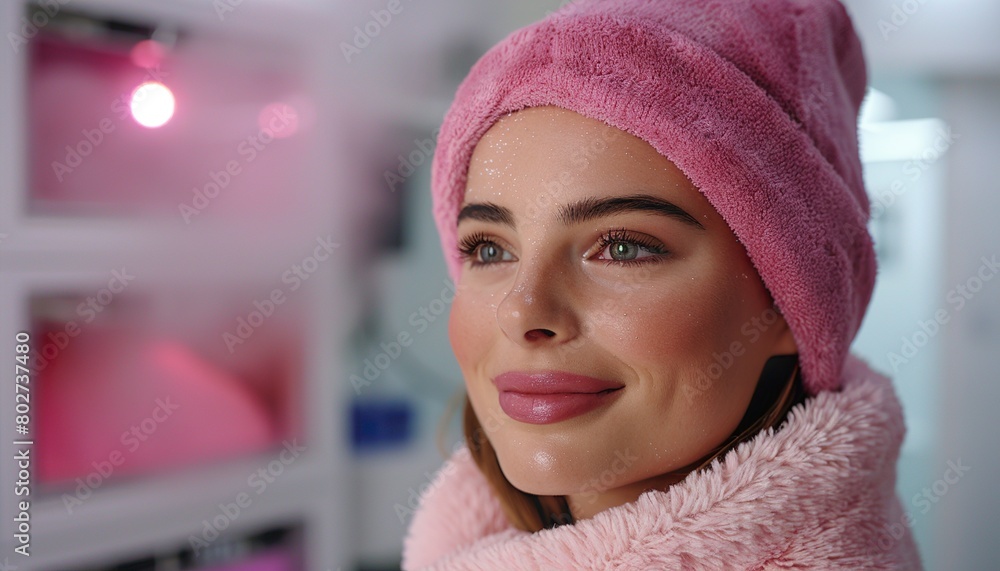 Close up of beautiful woman during ozone facial steamer face treatment in beauty clinic. Close up of beautiful woman during ozone facial steamer face treatment in beauty clinic.