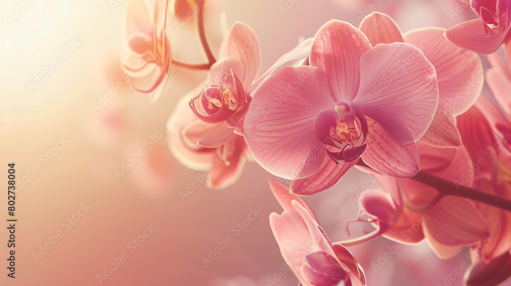 Orchid flowers on light background closeup