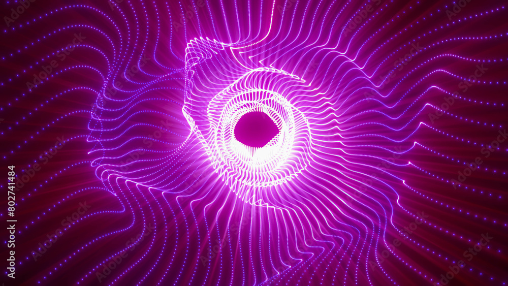 Purple energy magic hi-tech light digital tunnel frame made of futuristic energy lines. Abstract background Purple energy magic hi-tech light digital tunnel frame made of futuristic energy lines. Abstract background