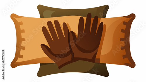 A pair of vintage leather work gloves repurposed into industrialinspired throw pillows adding a touch of rugged charm to any sofa or bed.. Vector illustration