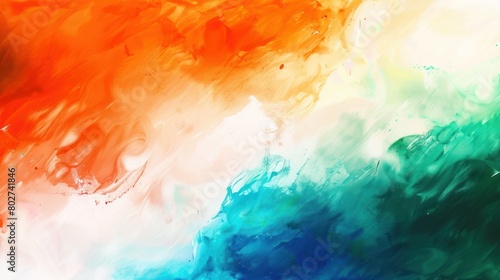 Close up of Indian flag. A vibrant watercolor painting of the Indian flag. Independence day, republic day, defence day, defense day, 15th August, 1947.