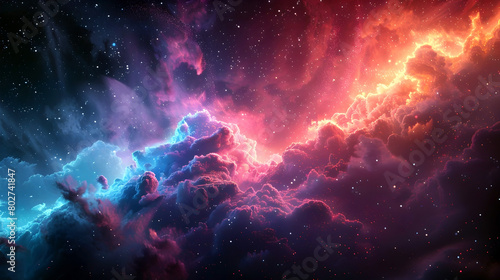 Mesmerizing of Otherworldly Celestial Entities Through a Vibrant Kaleidoscopic Galaxy © lertsakwiman