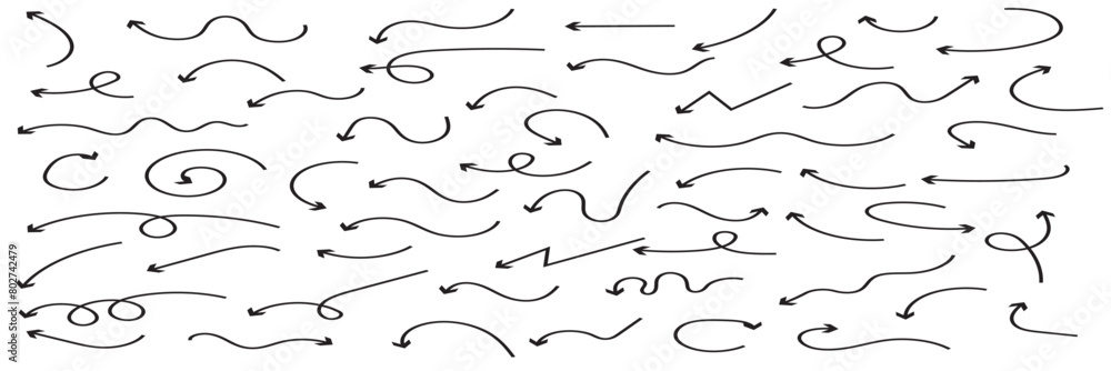 Hand drawn arrows set. Vector doodle icon. Vector illustration. EPS 10/AI Hand drawn arrows set. Vector doodle icon. Vector illustration. EPS 10/AI