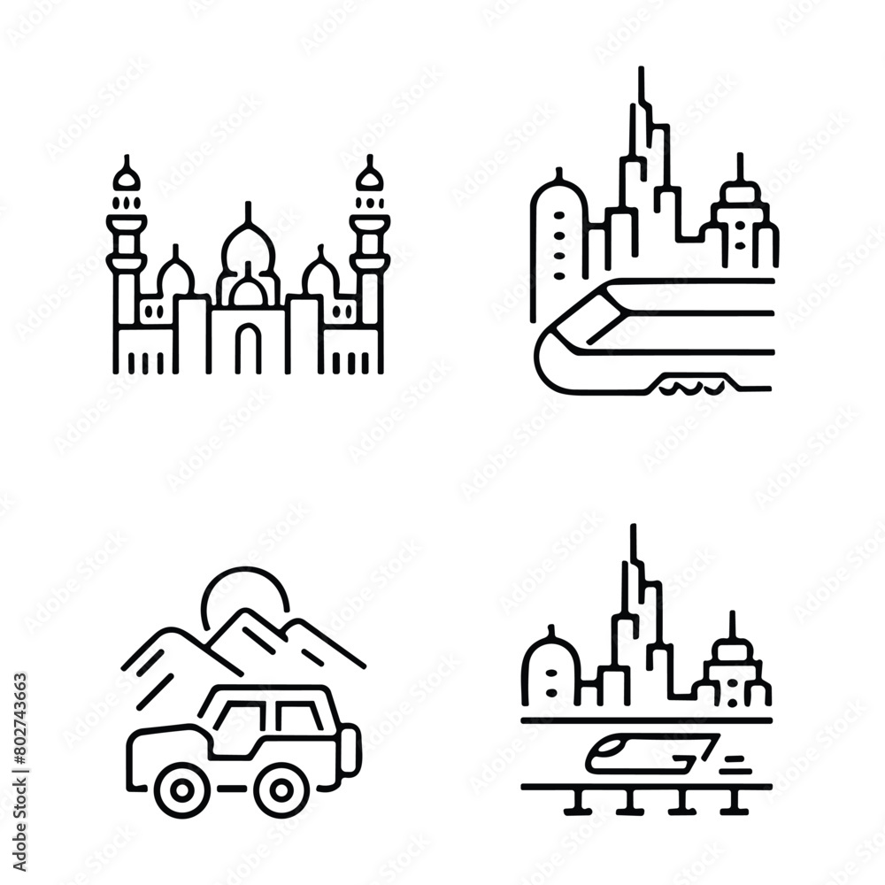 Fototapeta premium Islamic icons, such as mosque, quran, carpet, ramadan and more.