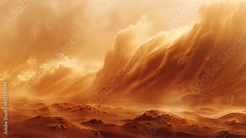 Seeking Refuge Amidst the Swirling Chaos of a Raging Sandstorm in the Isolated Desert Landscape