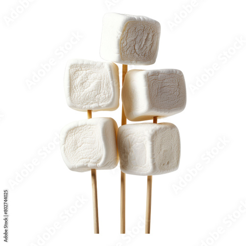 Sweet marshmallows on a stick isolated on transparent background