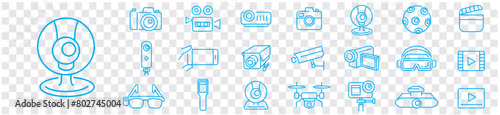 Camera icon collection vector illustration. Line icons. Editable stroke. Linear icons.  photo