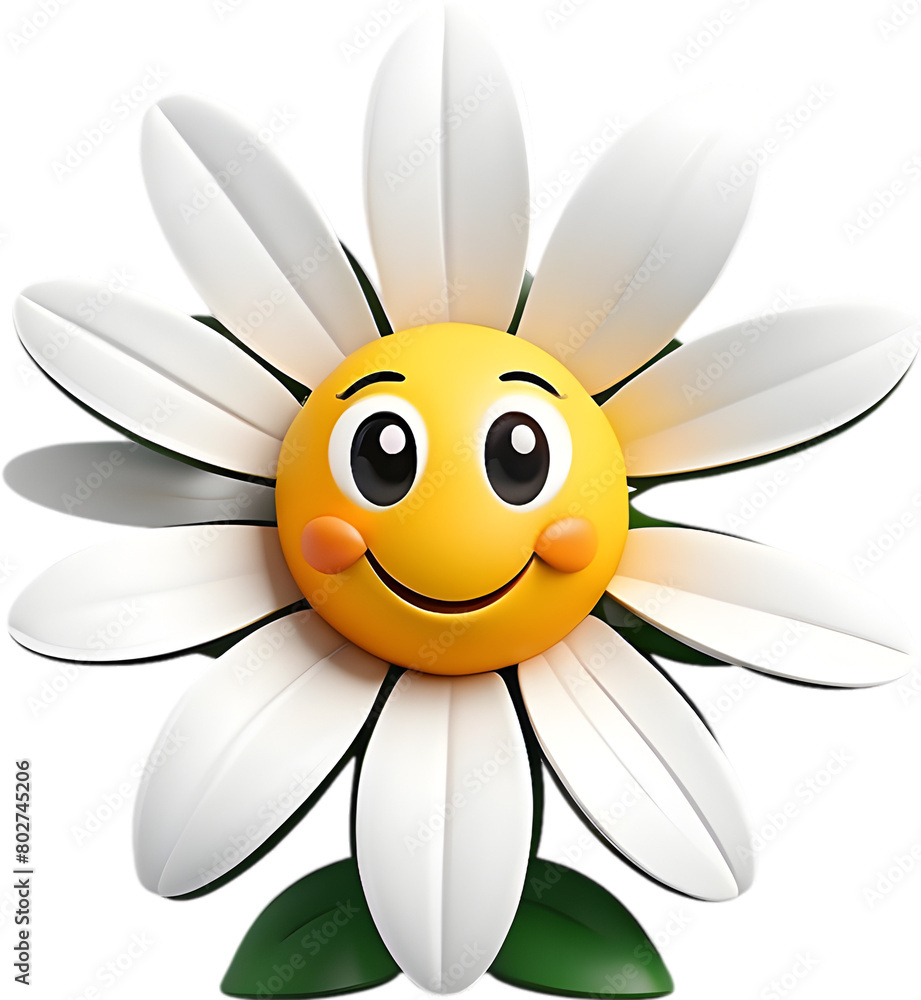 Adorable cartoon daisy in full bloom.