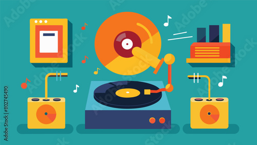 The uniqueness of hearing the same song played on both a digital streaming service and through a record player highlighting the distinct analog sound Vector illustration