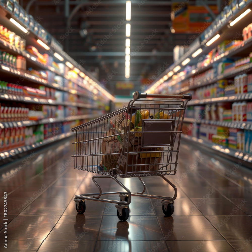 shopping cart in supermarket, generative ai