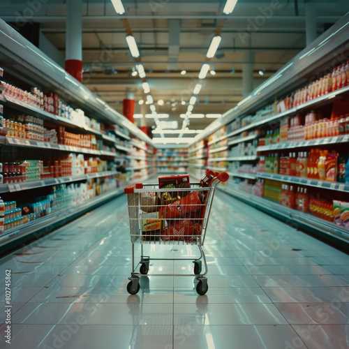 shopping cart in supermarket, generative ai © ketkata