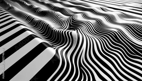 A close-up shot of a zebra crossing where the stripes appear to ripple like waves, giving the illusion of movement.
