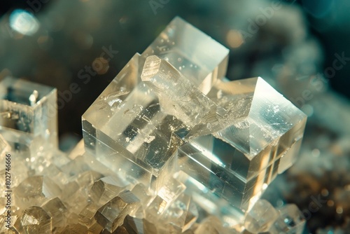 Microscope Image of Salt Crystal with Cubic Lattice
 photo