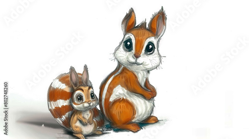  Squirrels on white background