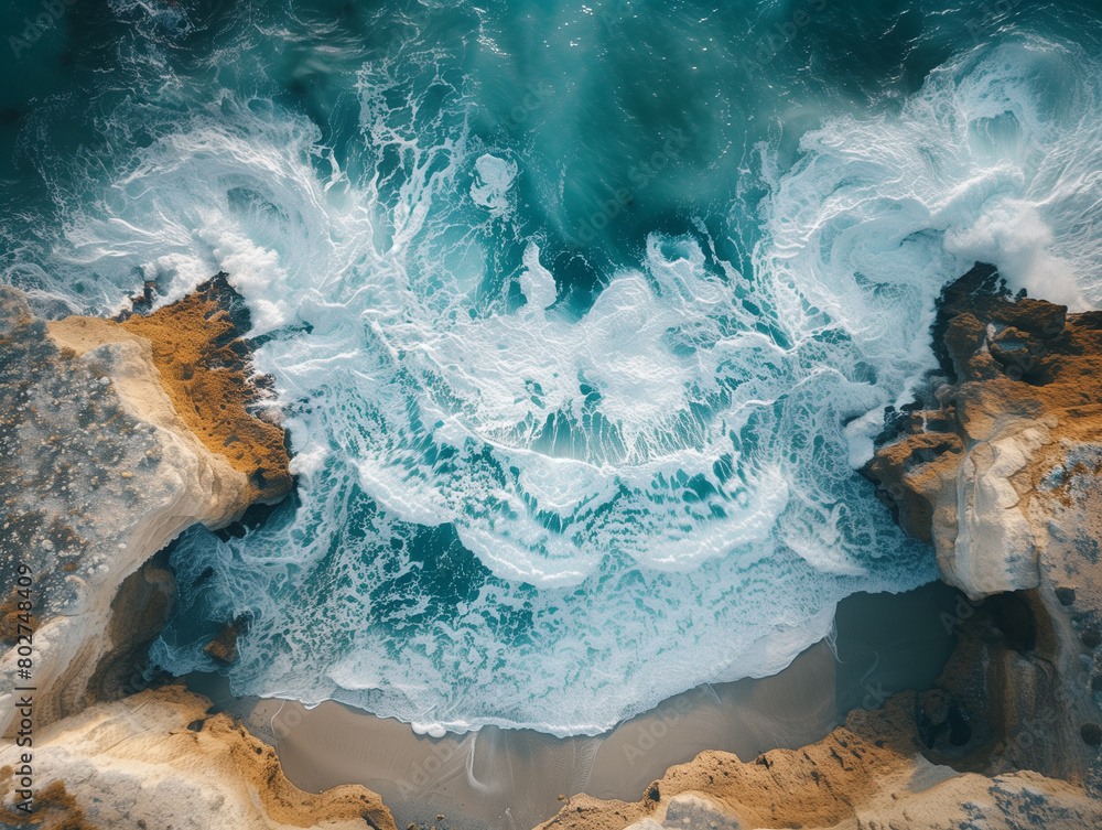 Fototapeta premium wave breaking on the rocks