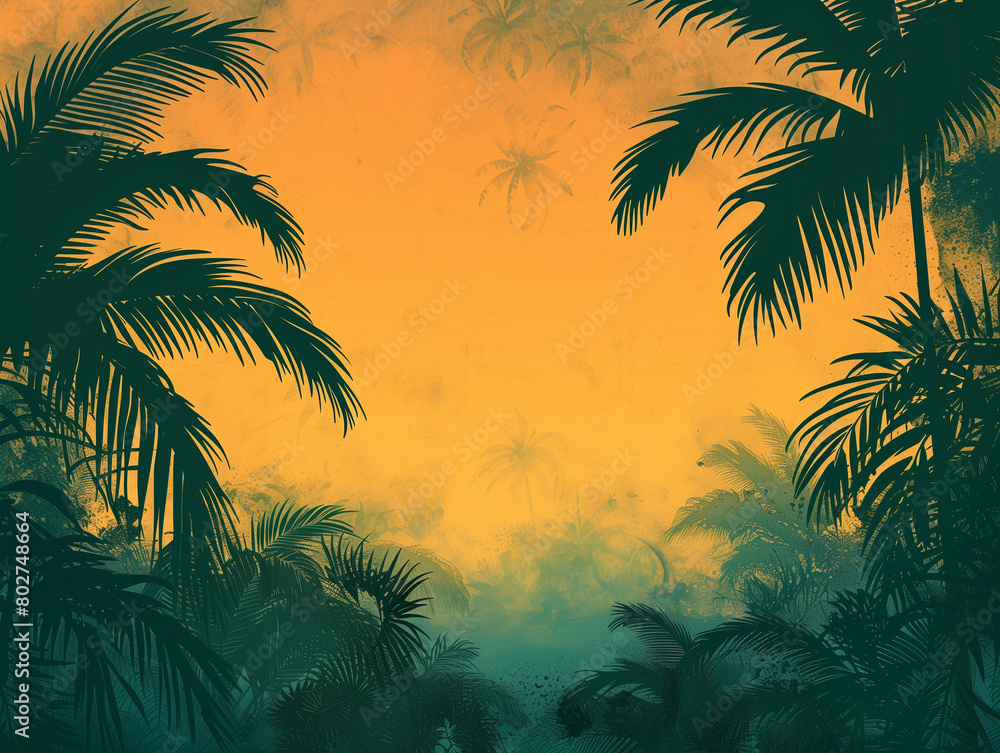background with palm trees at sunset