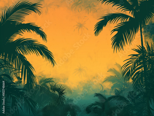 background with palm trees at sunset