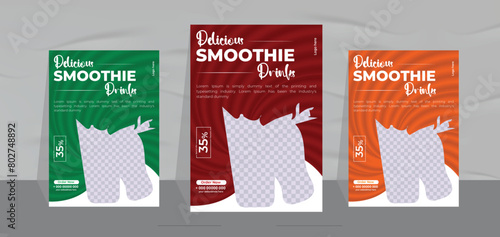 fresh Ice drink poster design and natural juice menu flyer template