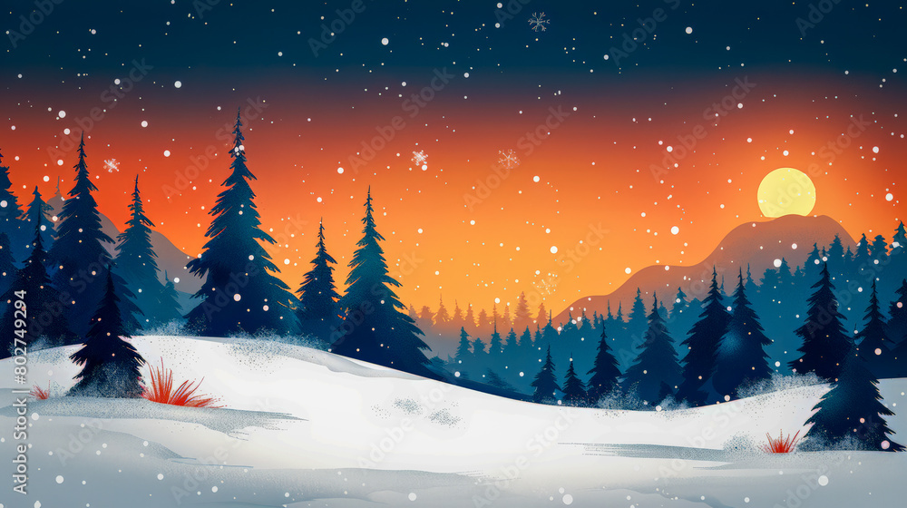 Merry Christmas and warm wishes, winter background
