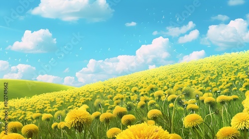 Vibrant Yellow Dandelion Fi...