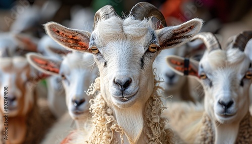 Goat/lamb ( kambing ) in animal markets to prepare sacrifices on Eid al-Adha.  photo