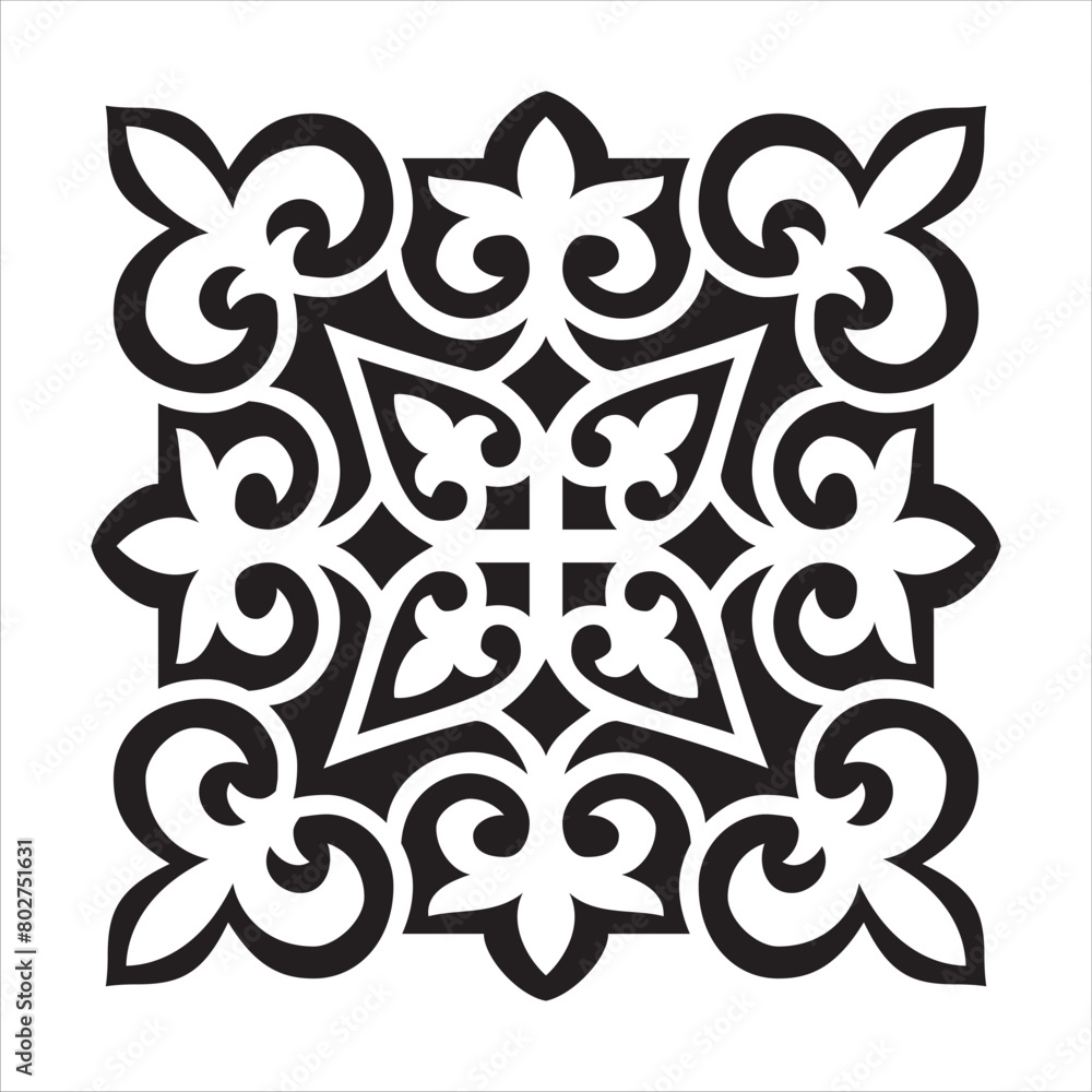 Asian national ornament. Vector ethnic isolated element on white background. Asian floral abstract element of the national pattern of the Kazakhs, Kyrgyz, Mongols. Asian national ornament. Vector ethnic isolated element on white background. Asian floral abstract element of the national pattern of the Kazakhs, Kyrgyz, Mongols.