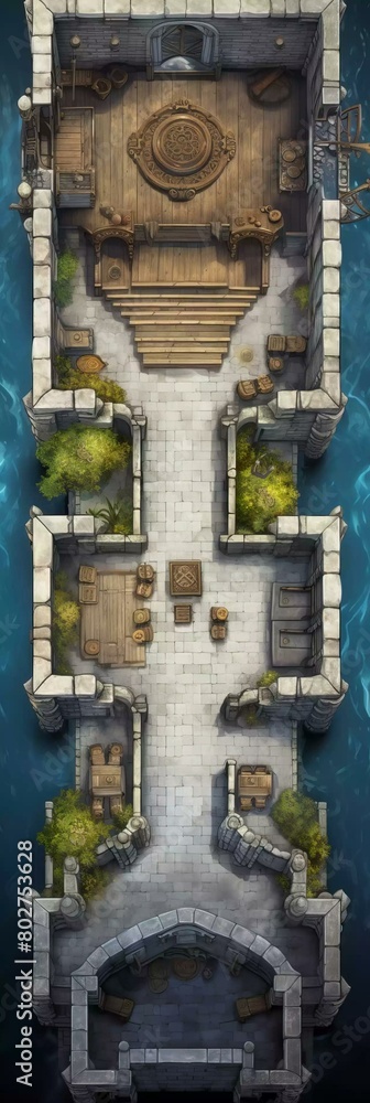 DnD Battlemap castle, interior, battlemap, ornate, room, epic